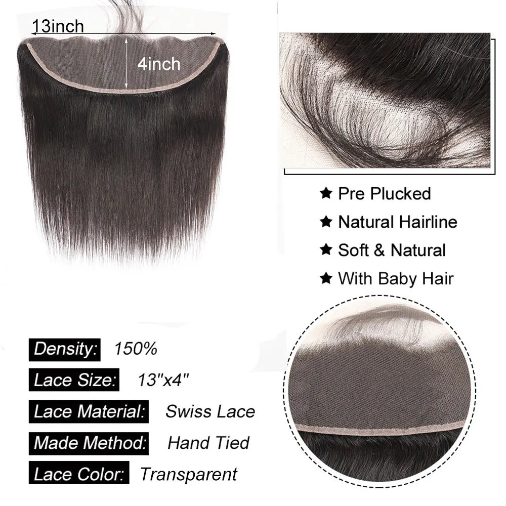 Straight 4x4 5x5 613x4 13x6 Lace Frontal Human Hair Ear to Ear Frontal Extensionsx6 Lace Closure Human Hair Transparent