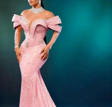 Luxury Silver Lace Beaded Evening Dresses 2025 Lace up, Prom Dress Customized Wedding Party Gown