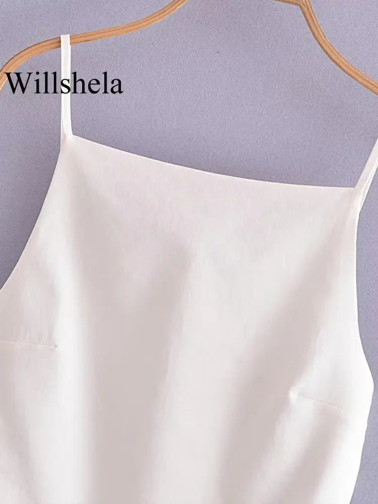 Women Fashion Solid Lace Up Backless Camisole Vintage Thin Straps Square Collar Female Chic Lady Tops