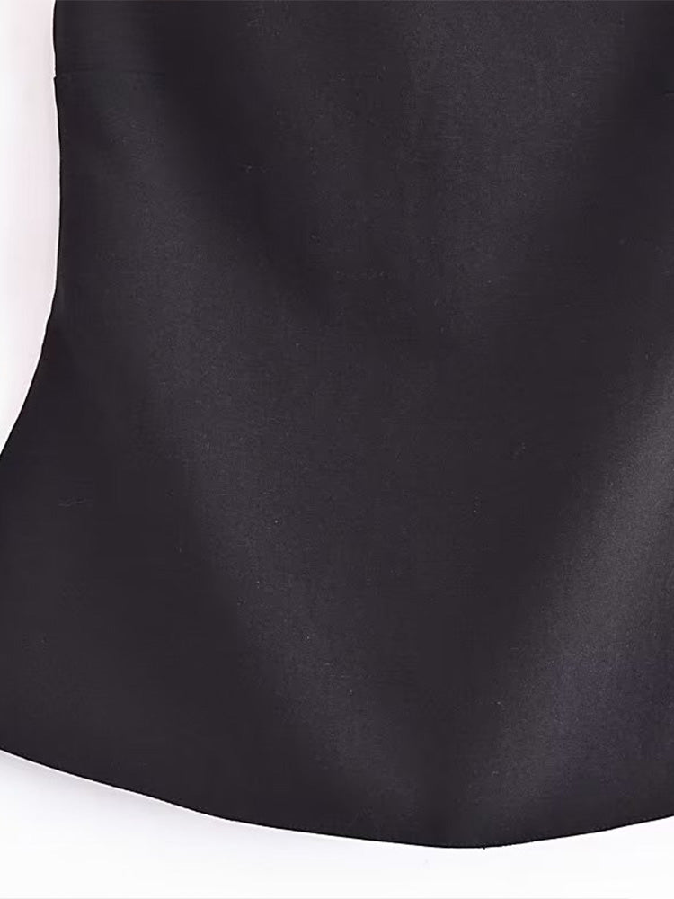 Women Fashion Solid Lace Up Backless Camisole Vintage Thin Straps Square Collar Female Chic Lady Tops