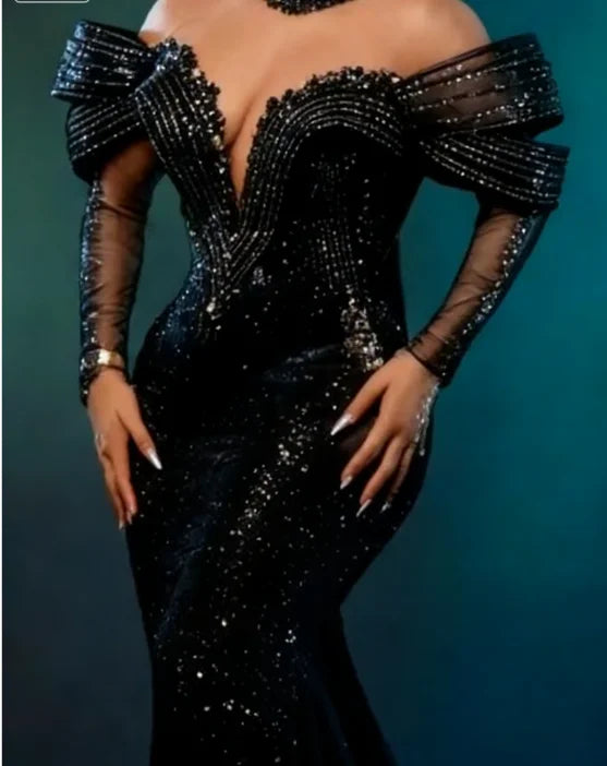 Luxury Silver Lace Beaded Evening Dresses 2025 Lace up, Prom Dress Customized Wedding Party Gown