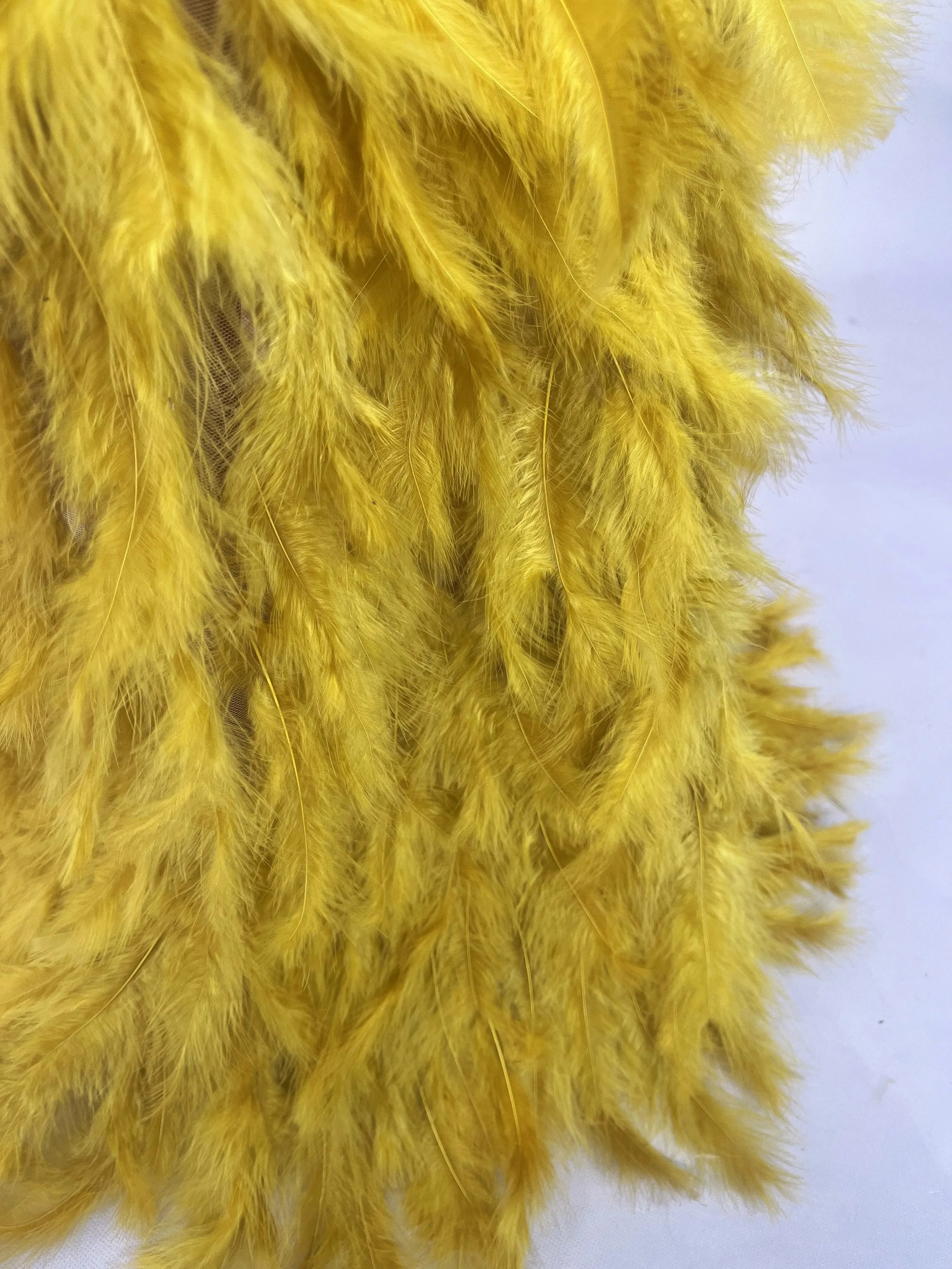 Luxury Shining Gold Rhinestones Feather Sexy Mesh Long Dress Women Birthday Evening Red Carpet Fashion Show Gown Stage Costume