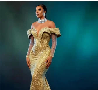 Luxury Silver Lace Beaded Evening Dresses 2025 Lace up, Prom Dress Customized Wedding Party Gown