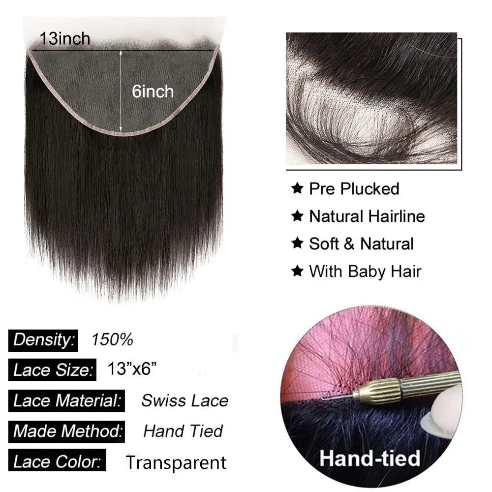Straight 4x4 5x5 613x4 13x6 Lace Frontal Human Hair Ear to Ear Frontal Extensionsx6 Lace Closure Human Hair Transparent